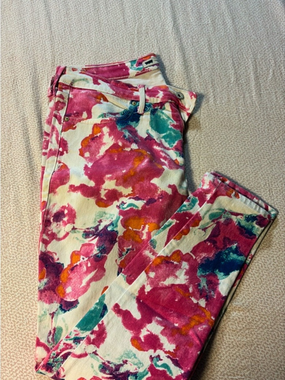 Floral Watercolor Skinny Pants - Pink Multicolor Levi